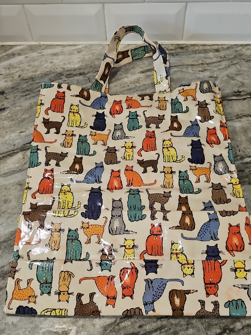Ulster Weavers Cat Print Reusable Tote Bag - Multicolor Lined Ziper Inside